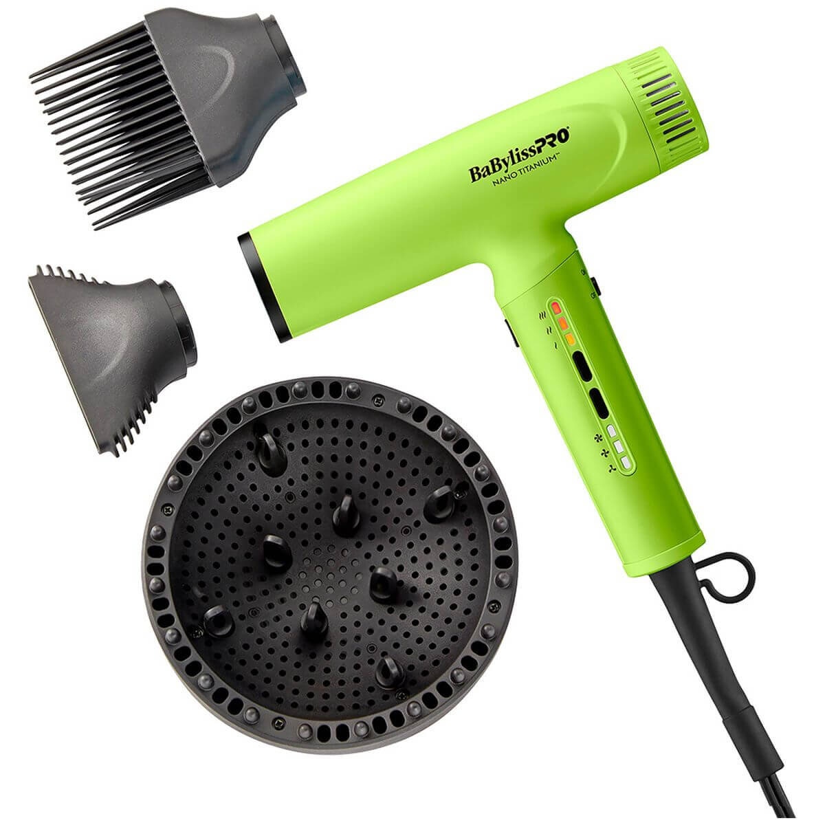 BaBylissPRO Nano Titanium Light ionic high-speed hair dryer - 1400W digital motor, green - 900214