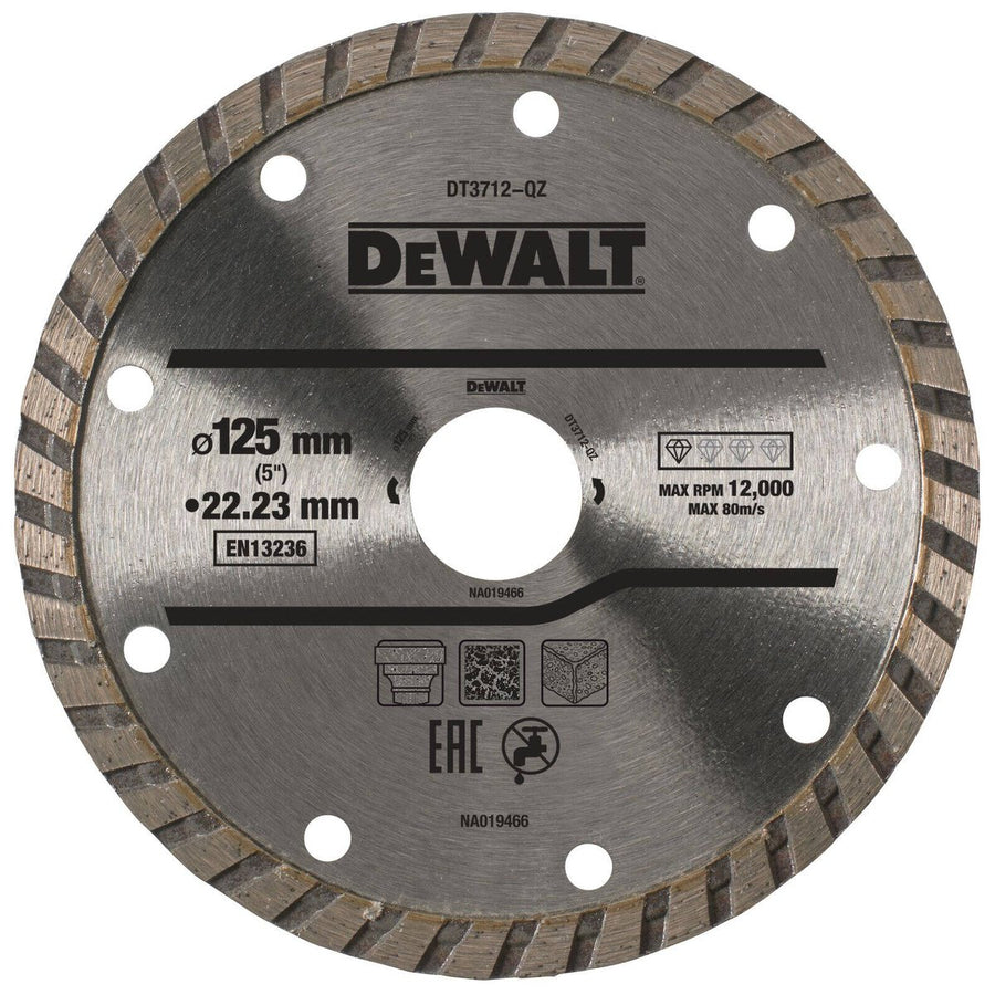 Dewalt Turbo Diamond Blade DT3712-QZ - 125mm - Fast Clean Cuts - SuperSaverAU - view 1