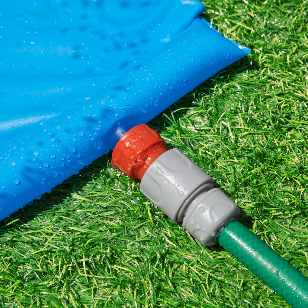 H2OGO! Double Water Slide - 4.88m - Blue - Double Lane - Built-in Splash Pool