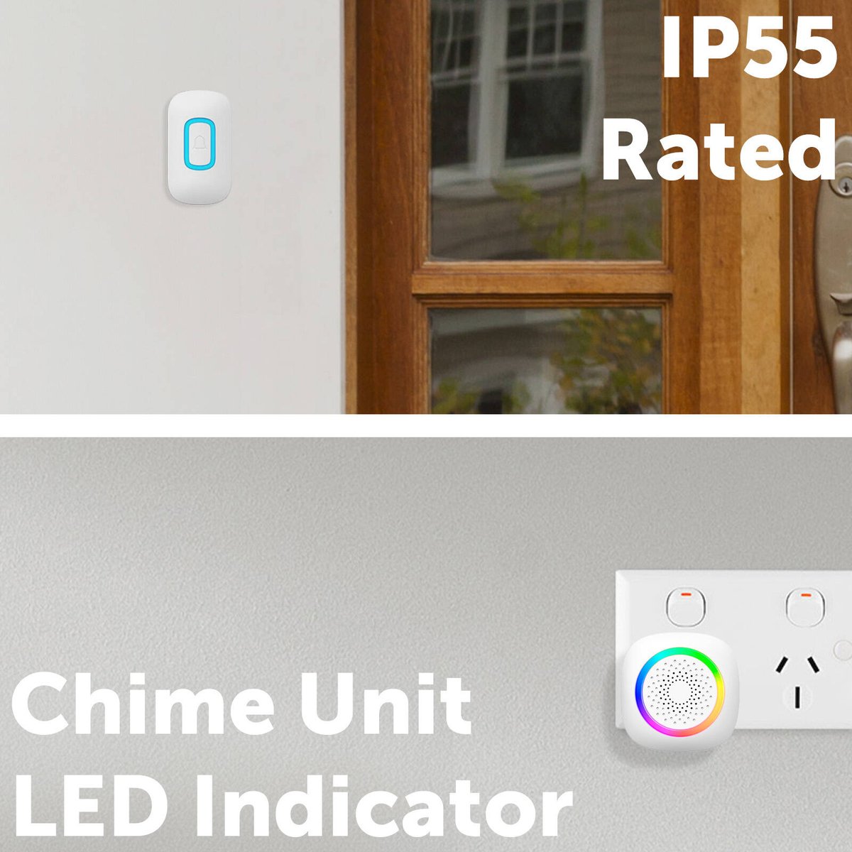 Arlec Wireless Door Chime - 200m Range - RGB - White - 60 Tones - Weatherproof - SuperSaverAU - view 2