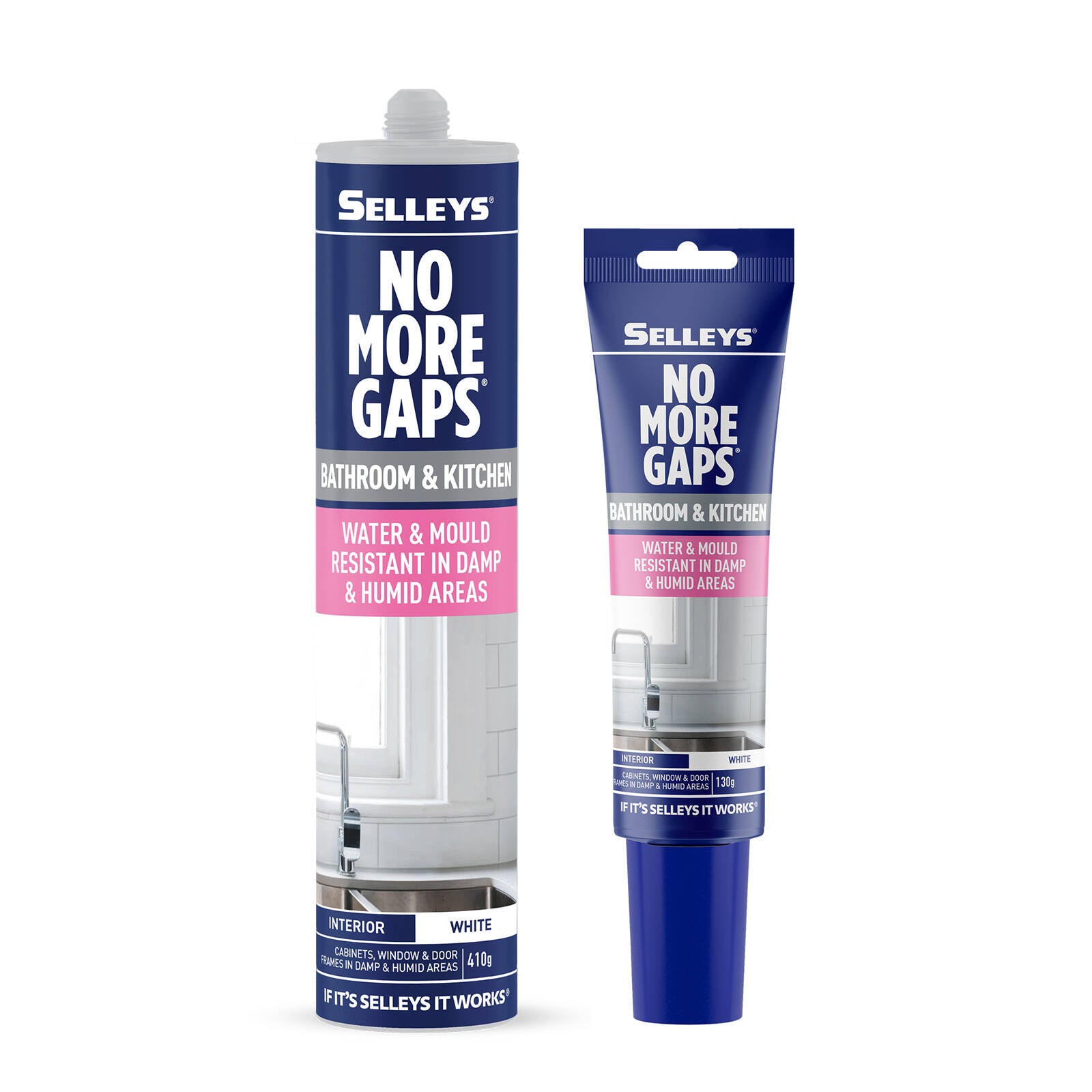 Selleys No More Gaps Bathroom & Kitchen Gap Filler 410g White - Paintable, Mould-Resistant