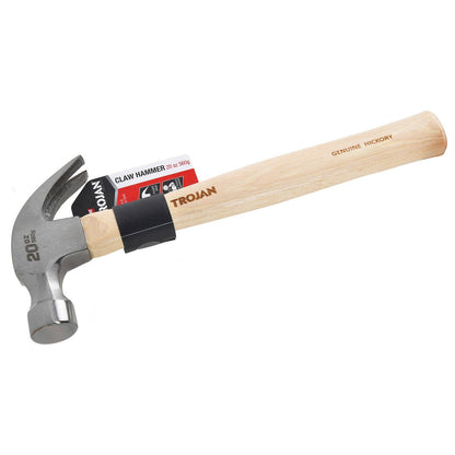 Trojan 20oz Timber Claw Hammer - 560g - Durable Hickory Handle - Claw Design