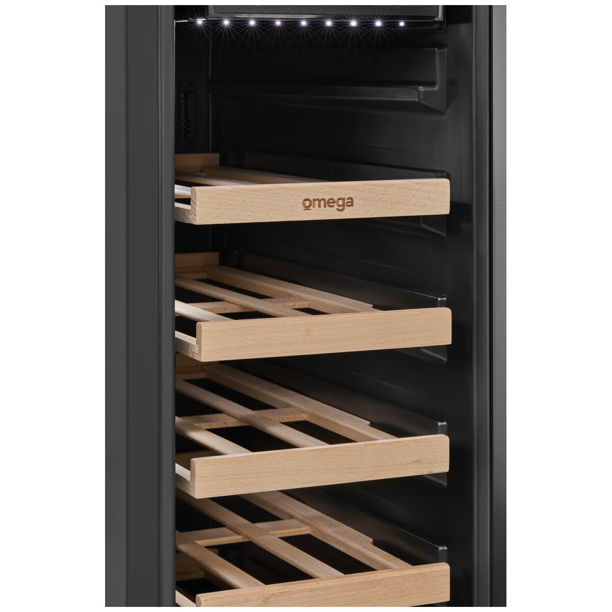 Omega 18 Bottle Single Zone Wine Cabinet - Black, Triple Glazed UV Glass, Built-In or Freestanding - OCW18SB