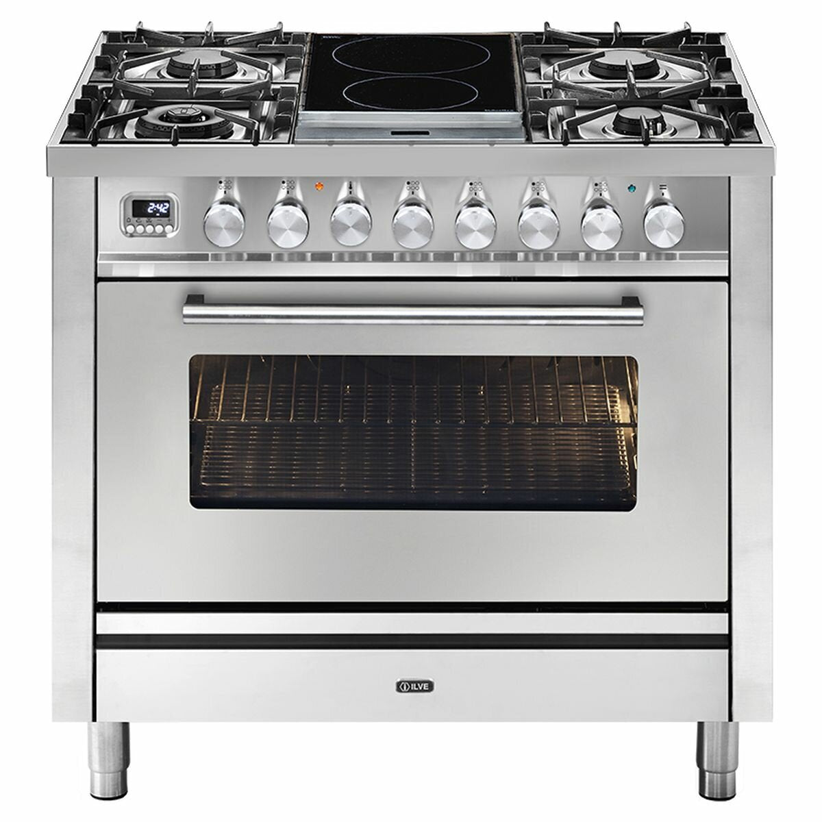 ILVE Professional Plus 90cm Gas and Induction Freestanding Oven 97L - Stainless Steel - P09IDWE3SS