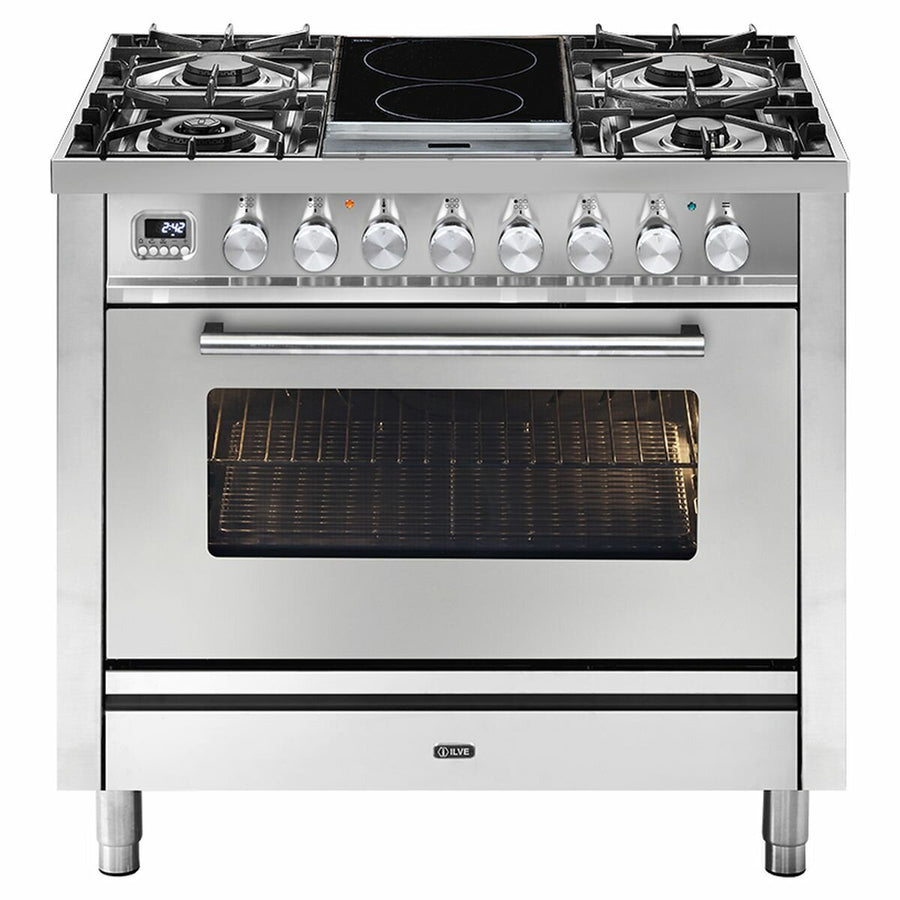 ILVE Professional Plus 90cm Gas and Induction Freestanding Oven 97L - Stainless Steel - P09IDWE3SS