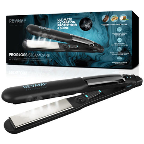 HoMedics Revamp Progloss Steamcare Ceramic Hair Straightener - Black - Removable Water Tank - ST-1600-AU