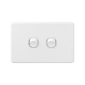 Deta X6 White Double Switch - 2 Gang - Polycarbonate - Classic Design - SuperSaverAU - view 1