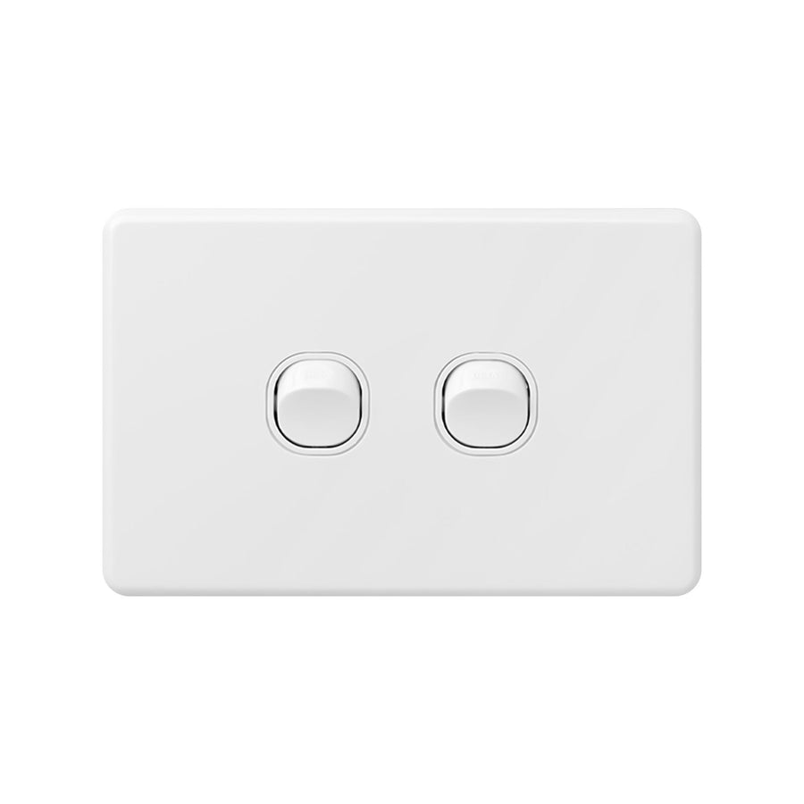DETA X6 Double Switch 2 Gang White Polycarbonate 10A 240V