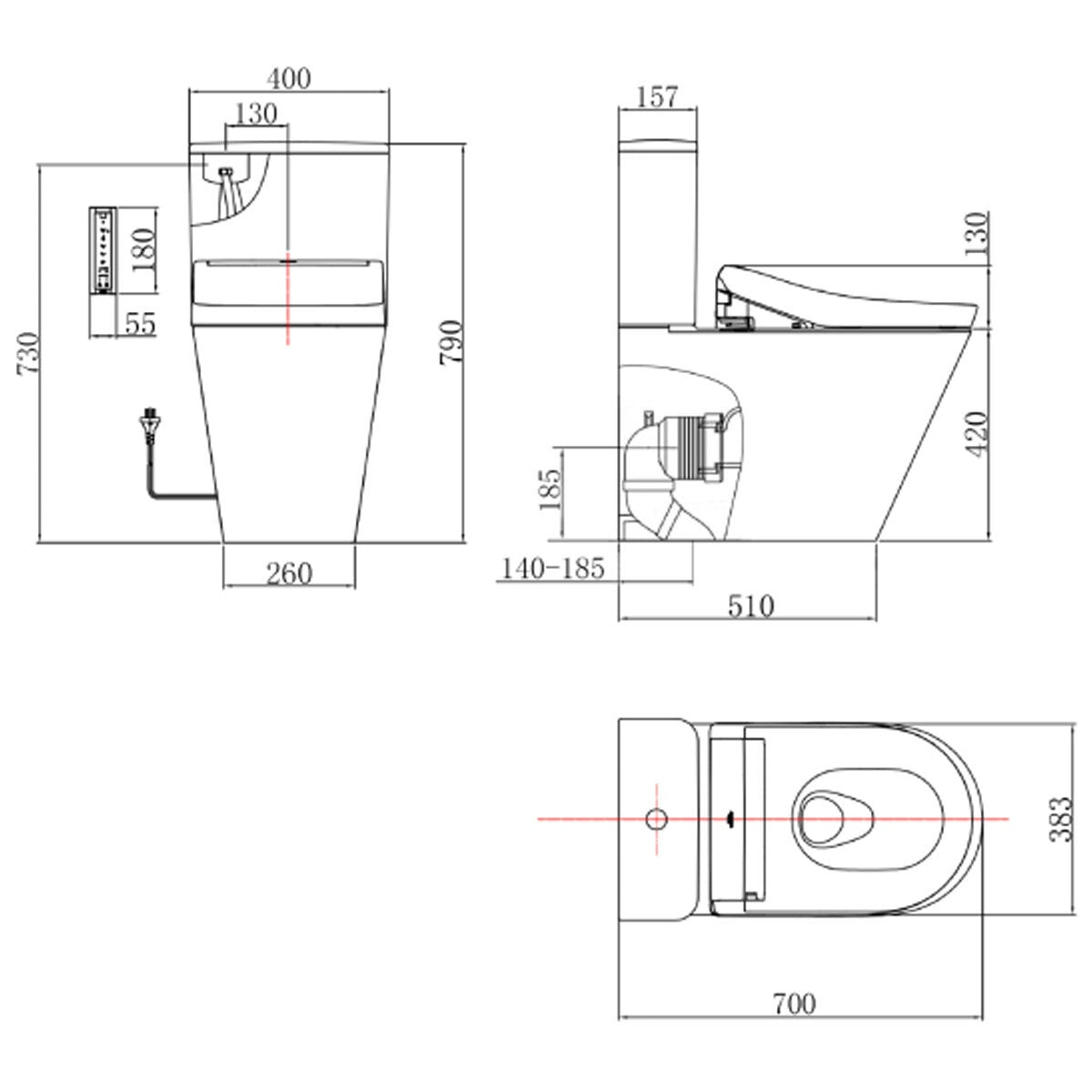 Toto Dara Back To Wall Smart Toilet Suite - Gloss White, S5 Washlet, Premist Function - DARABTWS5