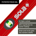 Sola 40cm Red Aluminium Spirit Level 3 Vials Waterproof