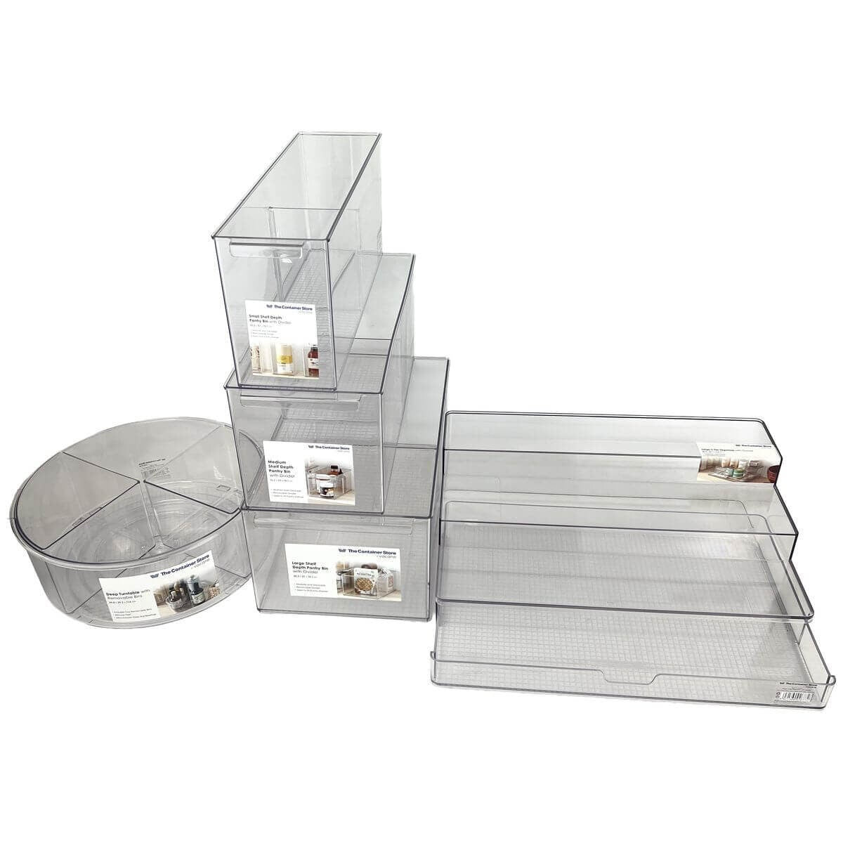 The Container Store 5 piece pantry pack 2 - Divided bins, 3-tier organiser and turntable - VTCS-PANTRY-P2