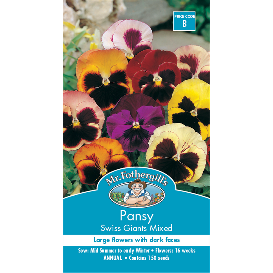 Mr Fothergill Pansy Swiss Giants Mixed Seeds 75mm Hardy Perennial - SuperSaverAU - view 1