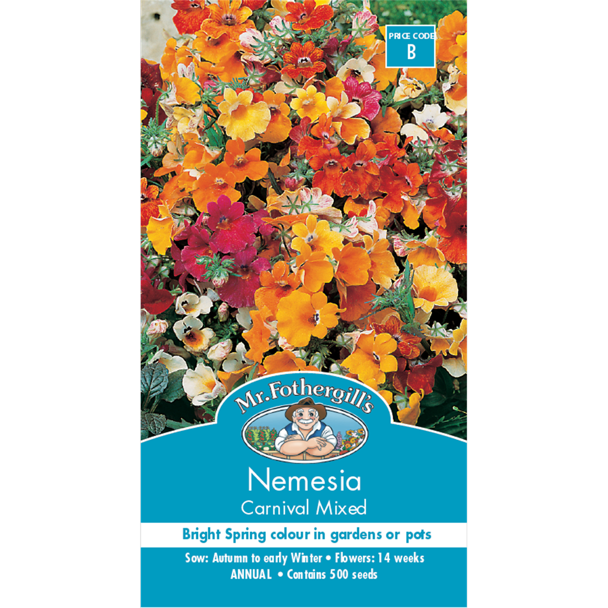 Mr Fothergill Nemesia Carnival Mixed Flower Seed 75mm Half Hardy Annual - SuperSaverAU - view 1