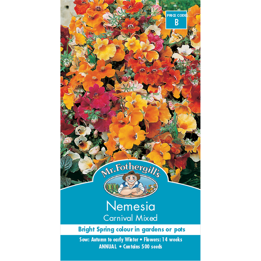 Mr Fothergill Nemesia Carnival Mixed Flower Seed 75mm Half Hardy Annual - SuperSaverAU - view 1
