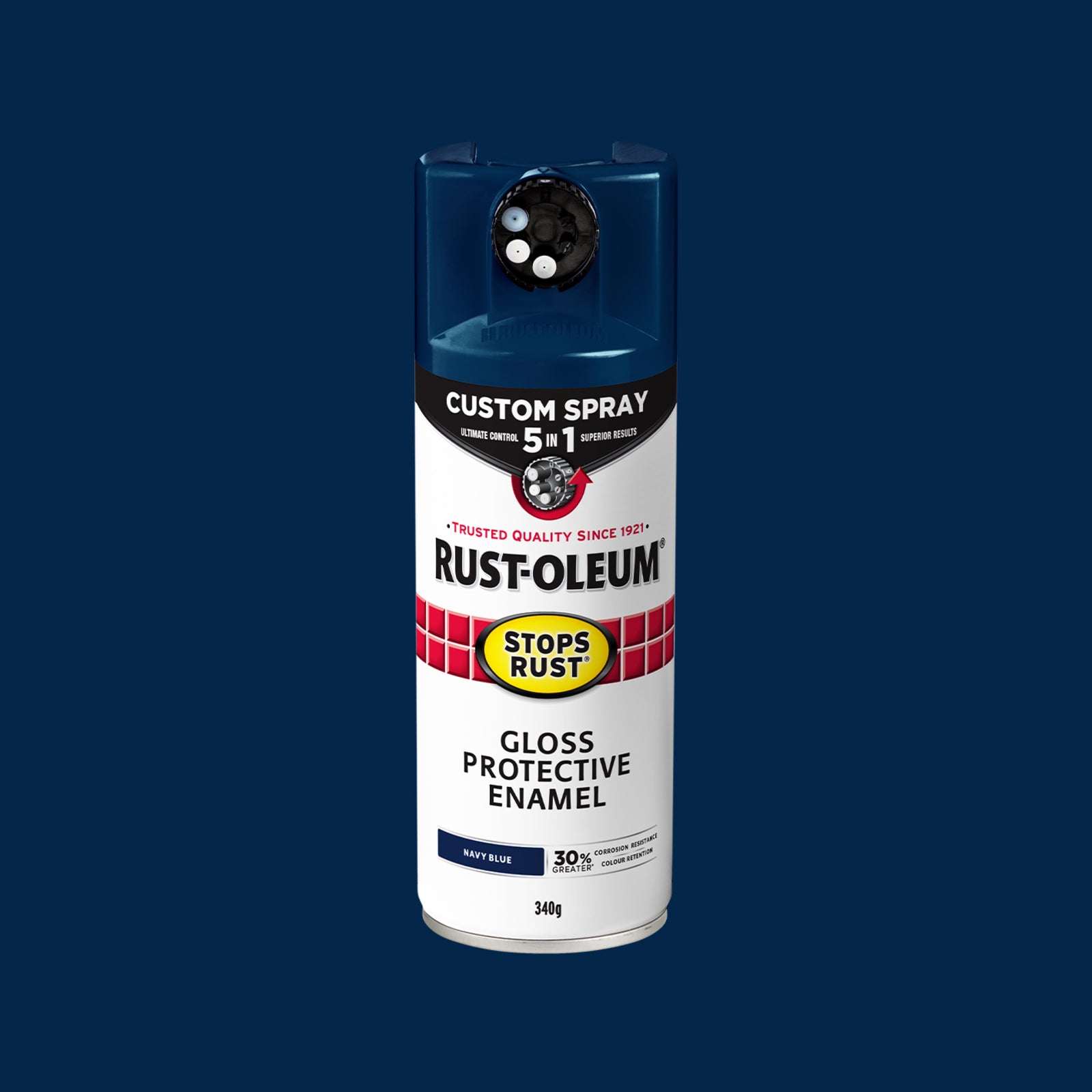 Rust-Oleum Stops Rust Custom 5 In 1 Spray Paint 340g - Navy Blue Gloss Splatter-Resistant
