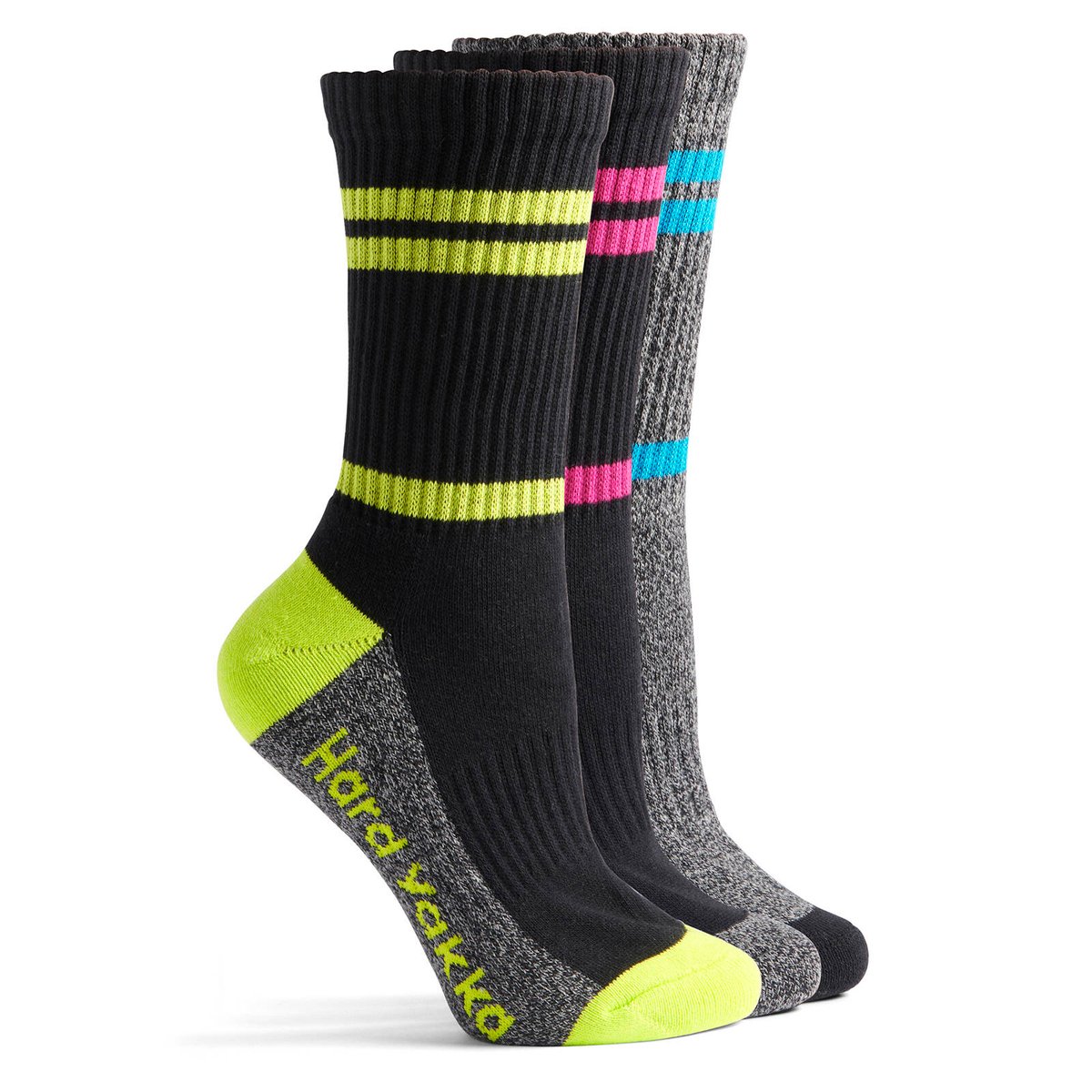 Hard Yakka Multi Coloured Women’s Crew Work Socks 3 Pack Size 3-8 - Durable Comfort - SuperSaverAU - view 1