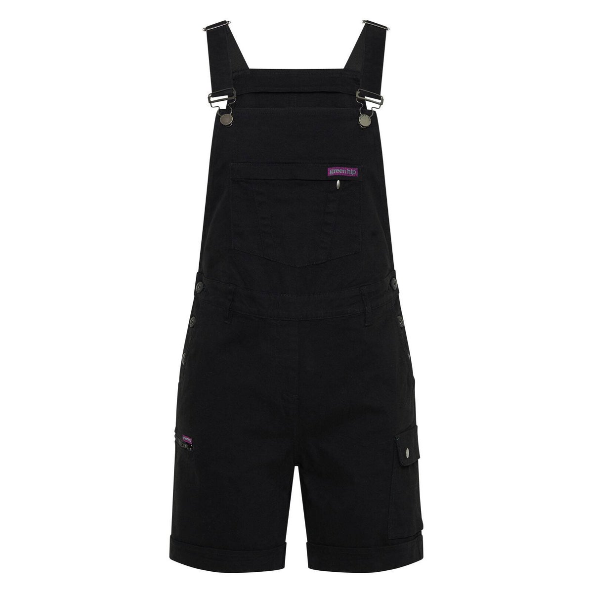 Green Hip All Women Shortalls Black Size 14 - Adjustable - Comfortable - Cargo Pocket - SuperSaverAU - view 1