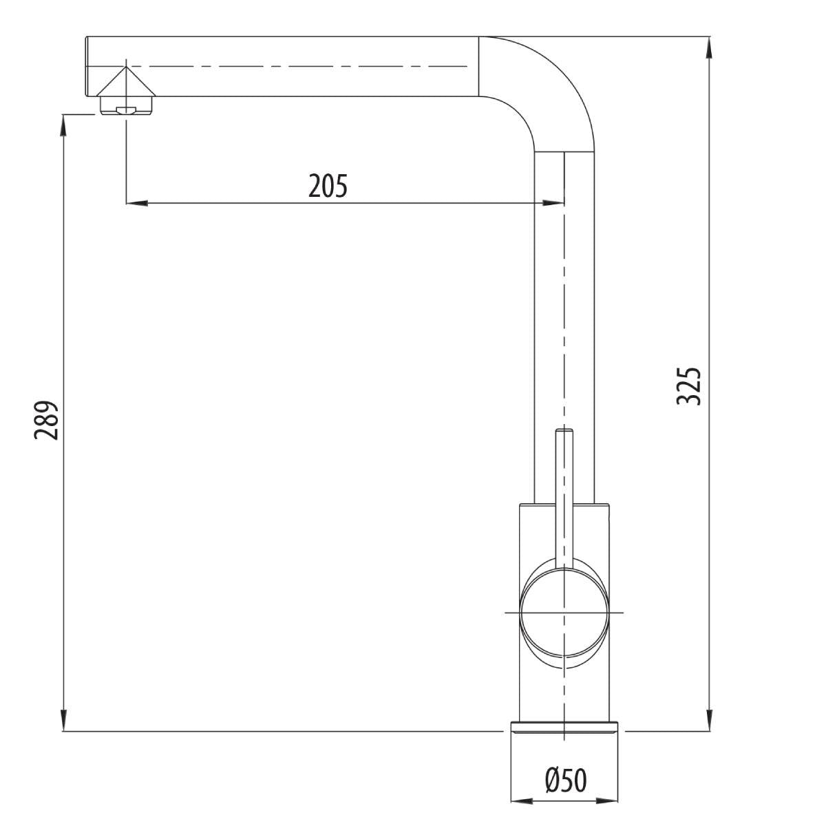 Oliveri Venice right angle mixer tap - Brushed Nickel, square neck, WELS 5 Star - VE570FBN
