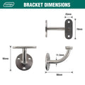Carinya 70 x 90 x 95mm Stainless Steel Flat Top Curved Handrail Bracket