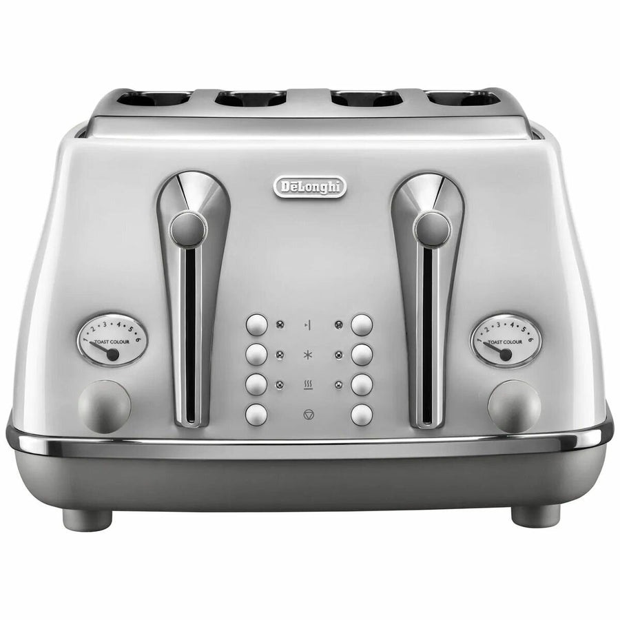 DeLonghi Icona Capitals 4 Slice Toaster - Sydney White, Two Crumb Trays, Extra Lift - CTOC4003W