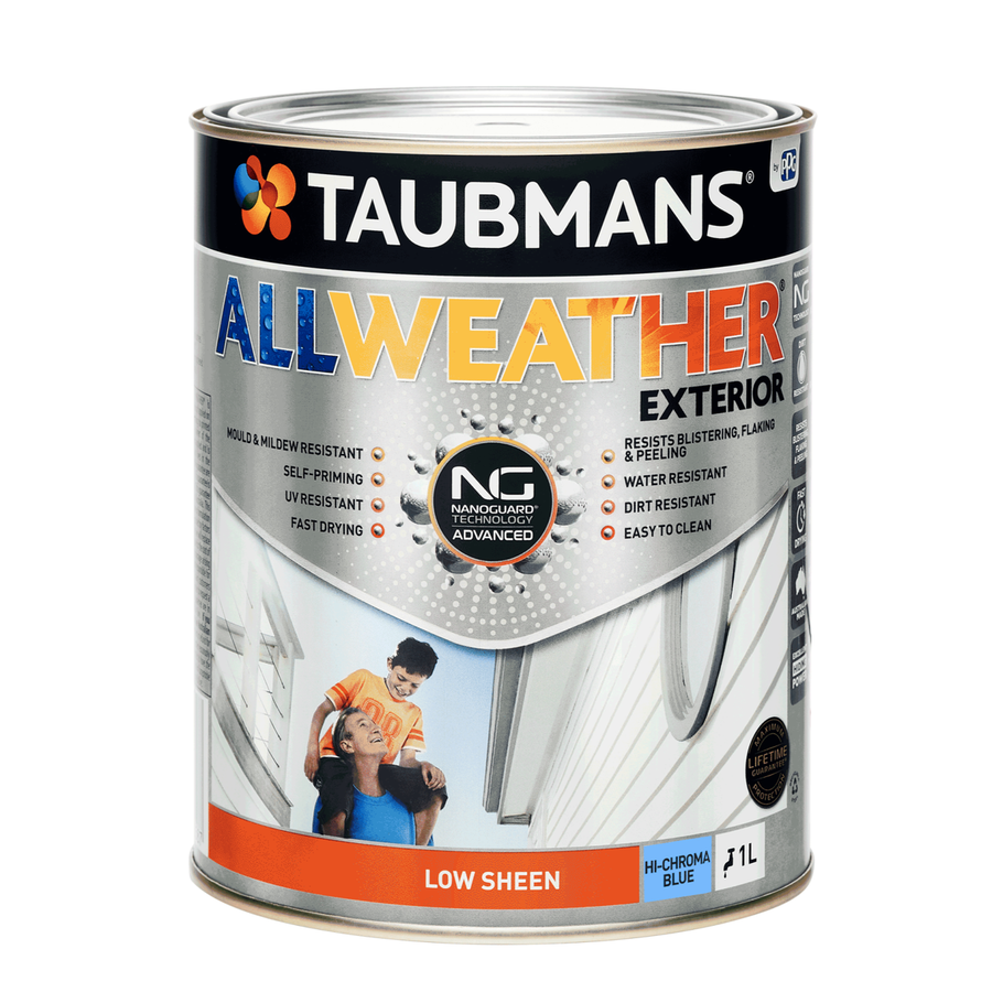 Taubmans 1L Hi C Blue Low Sheen All Weather Exterior Paint - Mould Resistant - UV Protection - SuperSaverAU - view 1