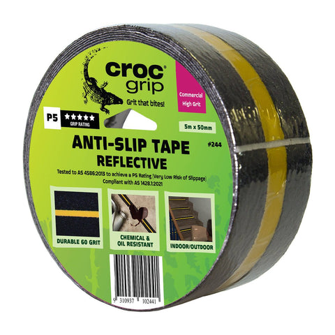 Croc Grip Reflective Anti Slip Tape 5m x 50mm Durable Water-Resistant - SuperSaverAU - view 1