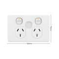 Deta x6 White Double Power Point 2 Outlets 150mm - Dimmable Night Light - SuperSaverAU - view 4