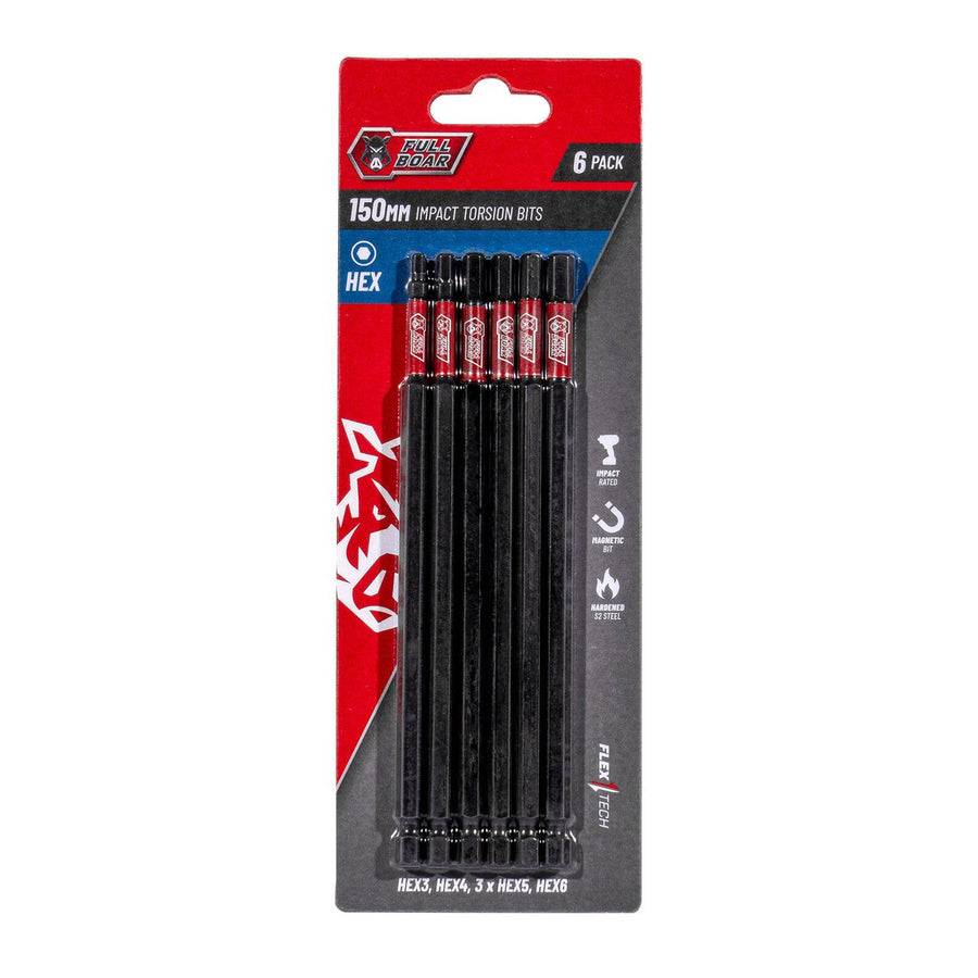 Full Boar Impact Torsion Bits Set - 6 Pack - 150mm - Durable & Precise - SuperSaverAU - view 1
