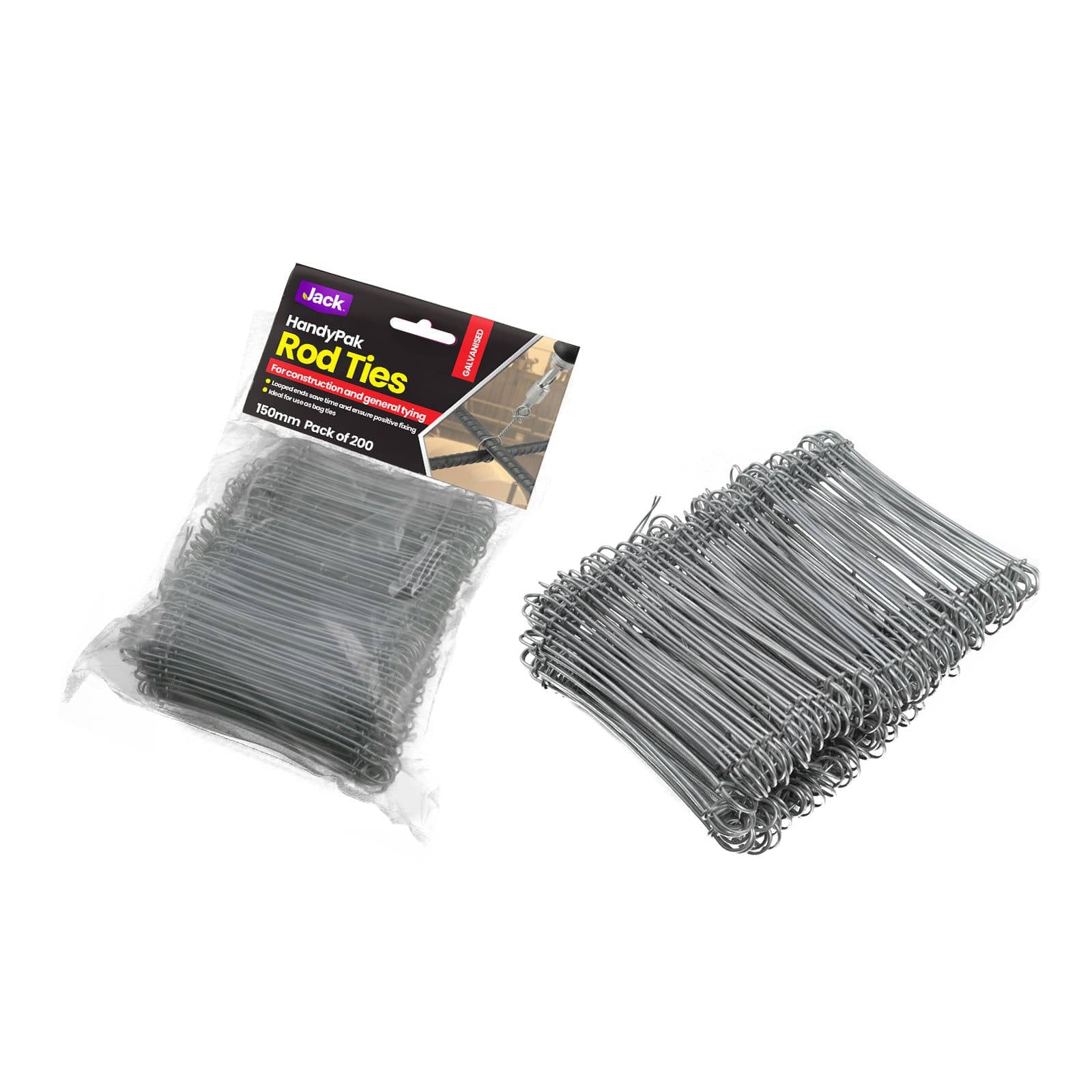 Jack 150mm On-Site Galvanised Steel Rod Tie - 200 Pack