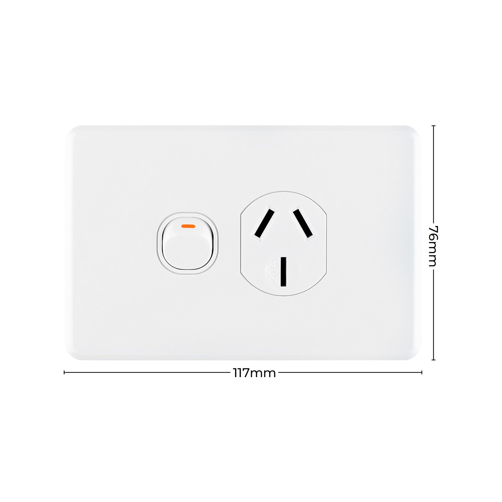 DETA X6 20A Single Power Point, White Polycarbonate, 250V, Clip-On Cover (6250B)