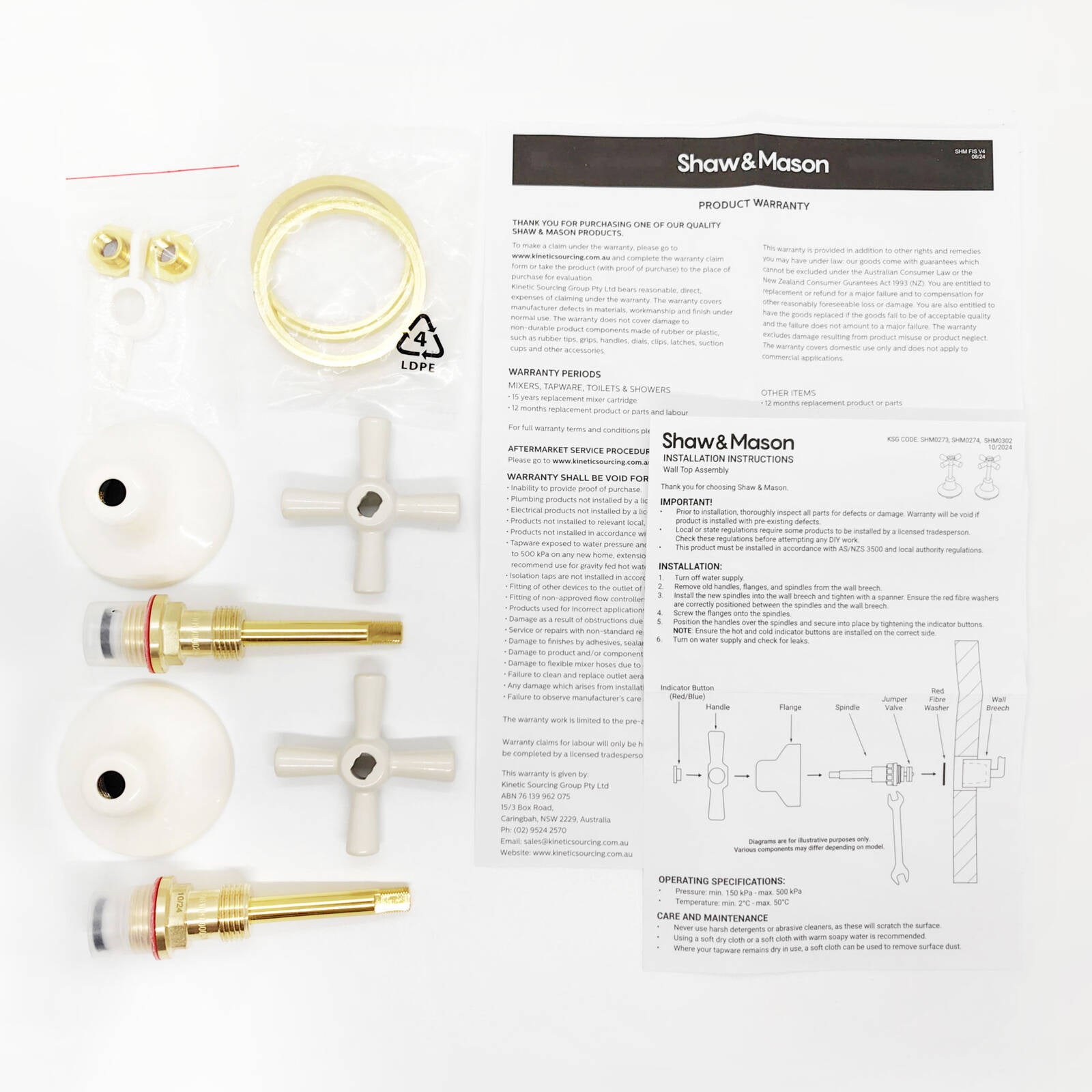 Shaw & Mason Ivory Wall Top Assembly - Brass