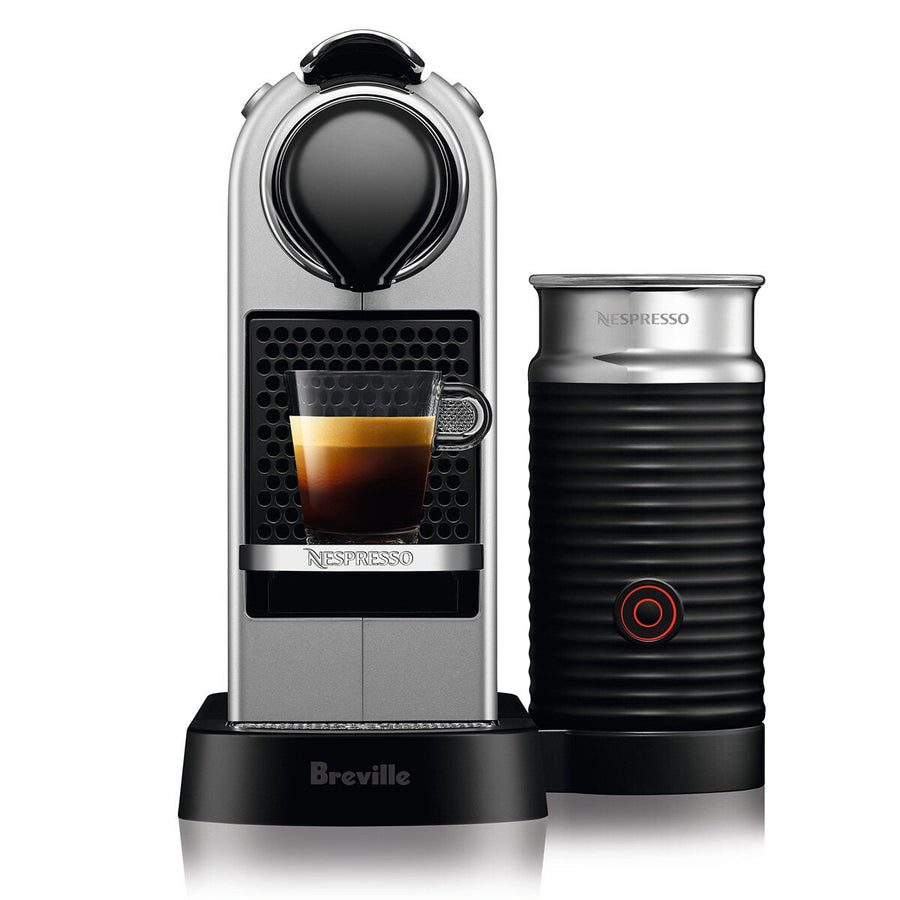 Breville CitiZ Nespresso capsule machine 1L - Silver, Aeroccino3 milk frother, 19 bar pump - BEC660SIL