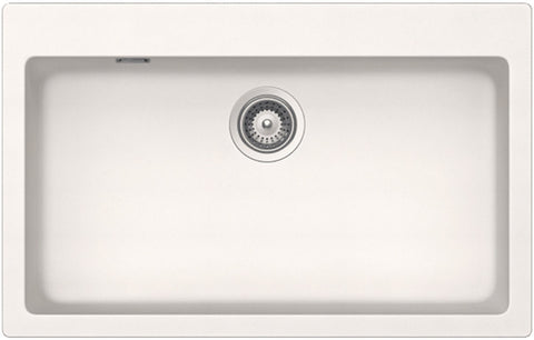 Abey Schock Signus large single bowl sink 790mm - white Polaris finish, topmount - N-100XLW