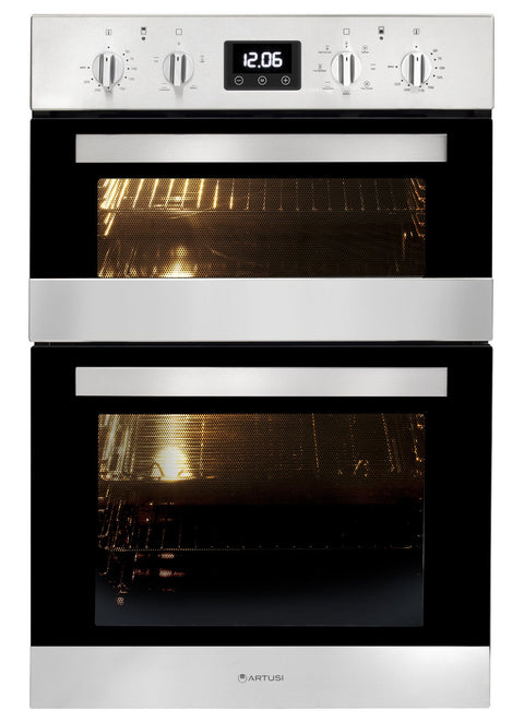 Artusi 60cm built-in electric double oven - stainless steel, 90L, triple-glazed doors - CAO888X-1