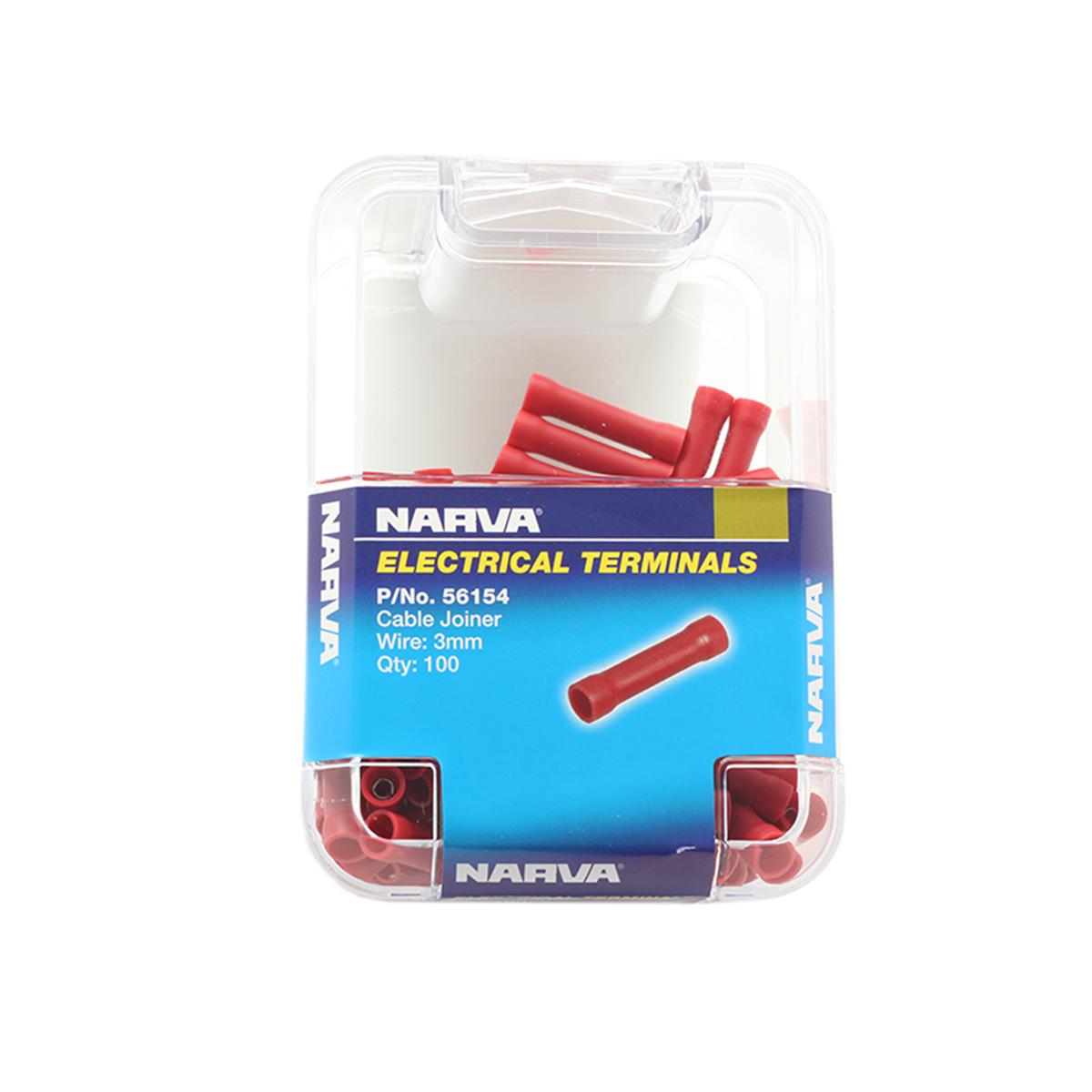 Narva Cable Joiner Butt Splice 2.5-3mm Red Flared Vinyl 100 Pack - SuperSaverAU - view 1