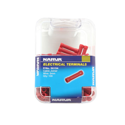 Narva Cable Joiner Butt Splice 2.5-3mm Red Flared Vinyl 100 Pack - SuperSaverAU - view 1