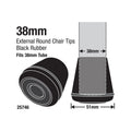 Surface Gard 38mm Black Round External Rubber Chair Tips - 4 Pack