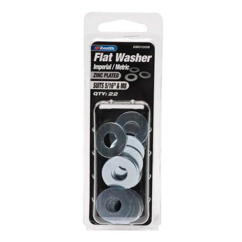 Zenith 5/16 Flat Washer Zinc Plated Steel 22 Pack Internal Use - SuperSaverAU - view 1