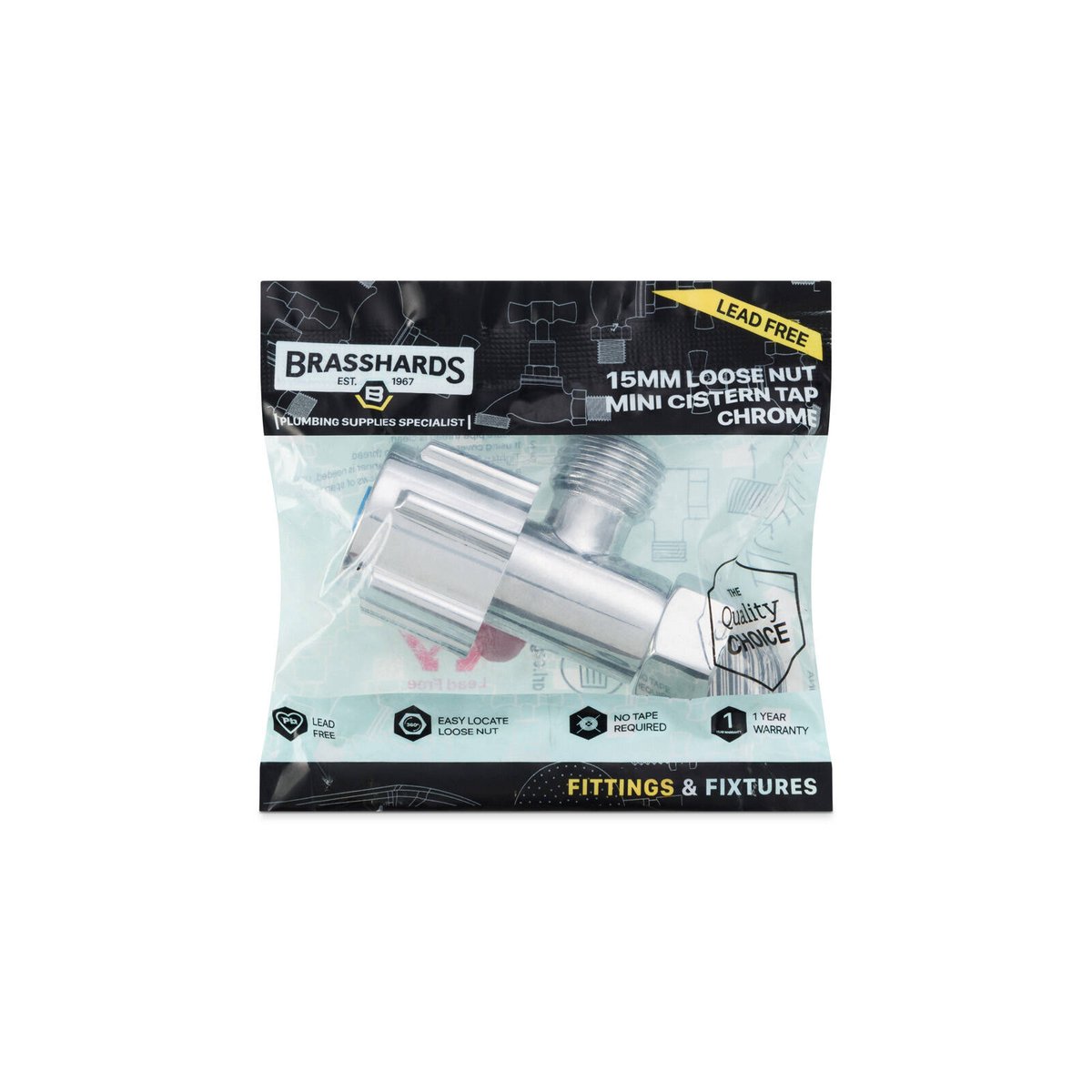 Brasshards Loose Nut Mini Cistern Tap 15mm Chrome - Lead Free - Easy Install - SuperSaverAU - view 3