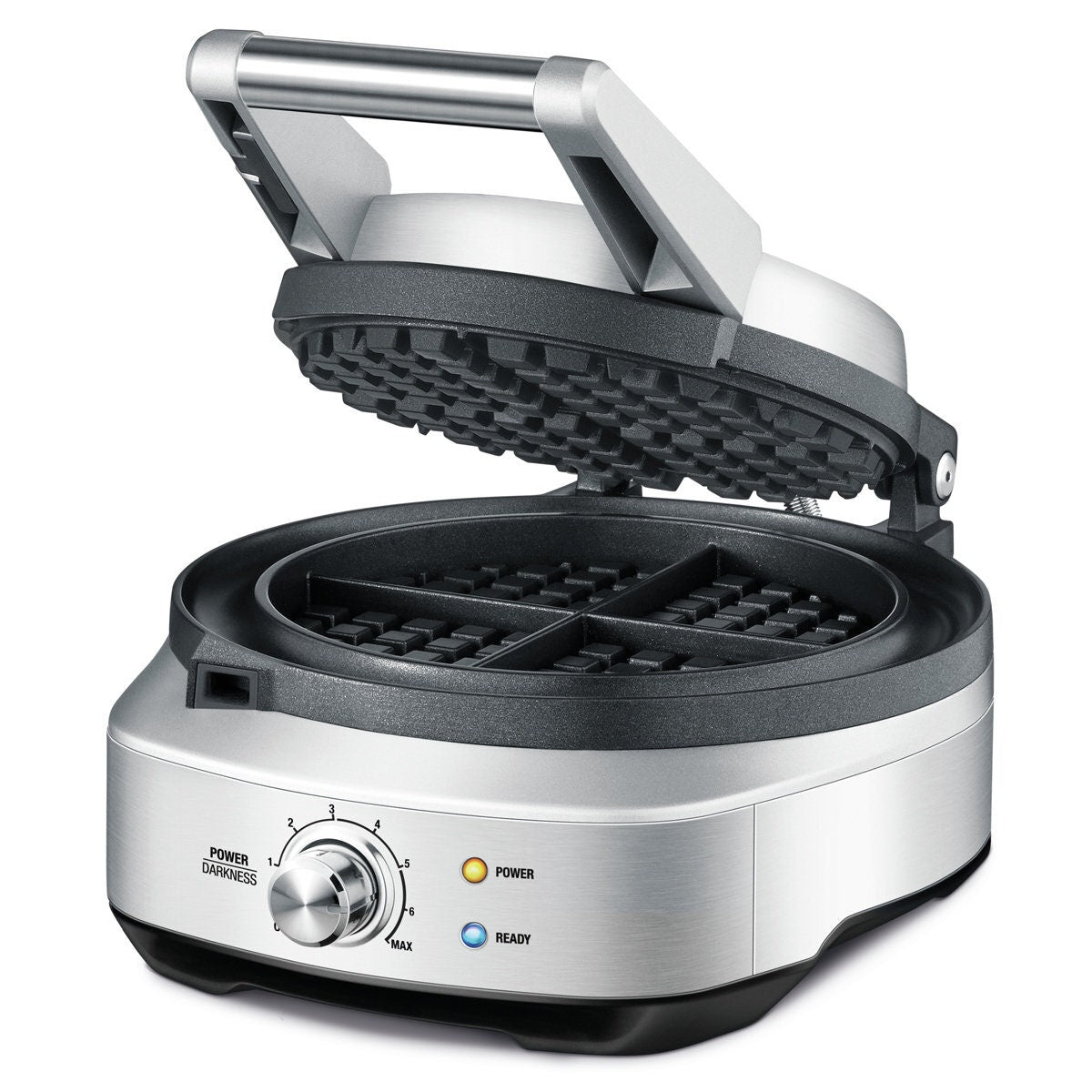 Breville No-Mess Waffle Maker - Brushed Stainless Steel - 7 Browning Settings - Overflow Moat - BWM520BSS