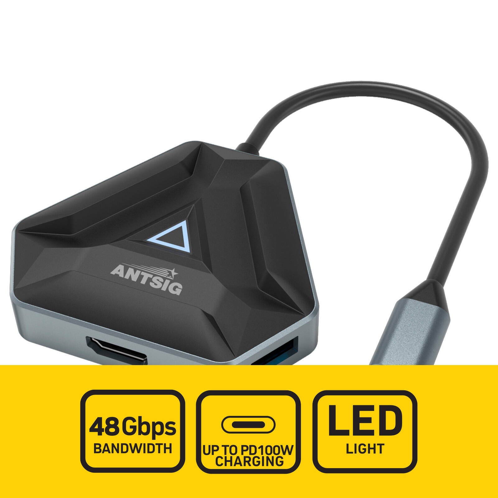 Antsig AP186 6 in 1 USB-C Multiport Adapter, Black ABS