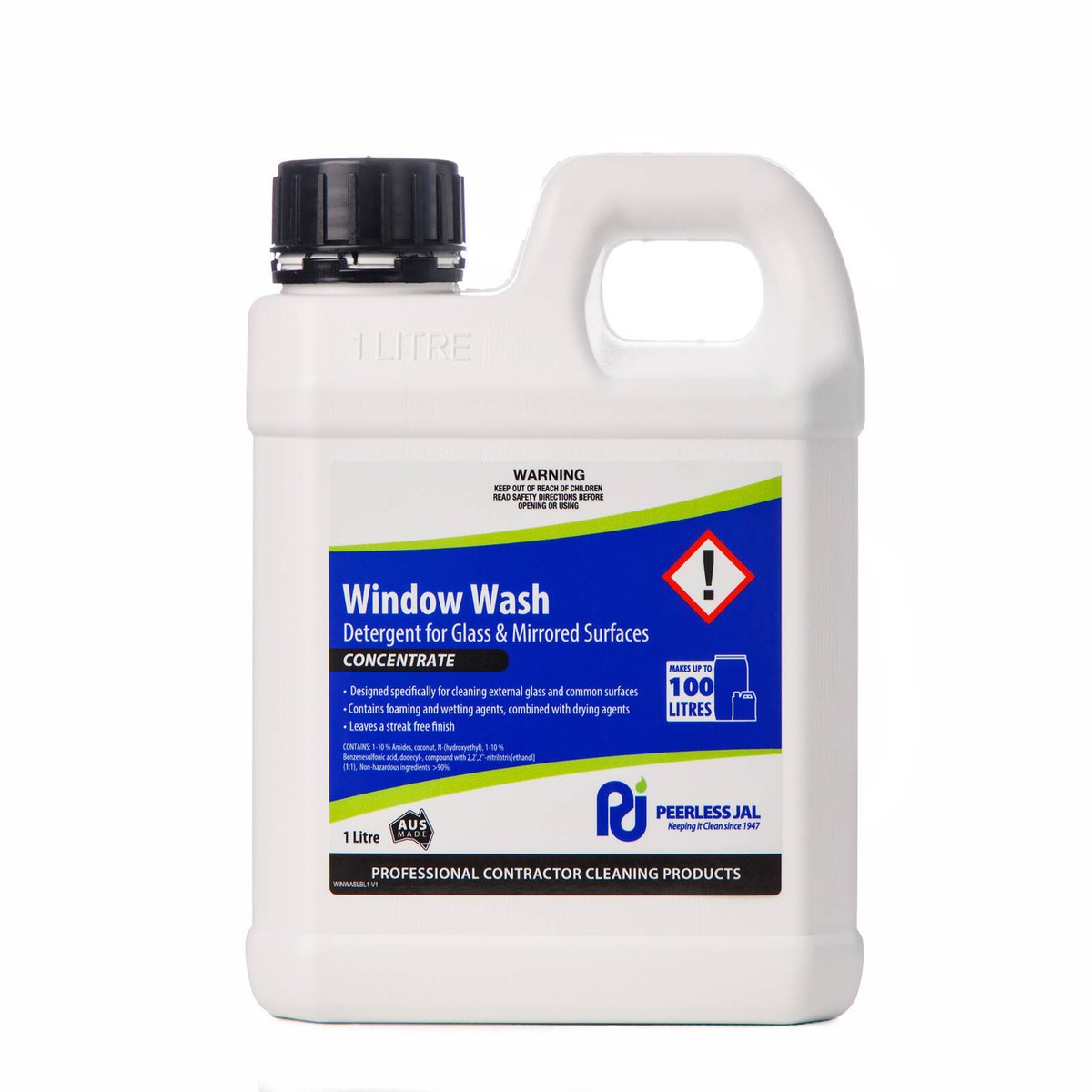 Peerless JAL Window Wash 1L Concentrated Glass Cleaner - Liquid - Streak Free - SuperSaverAU - view 1