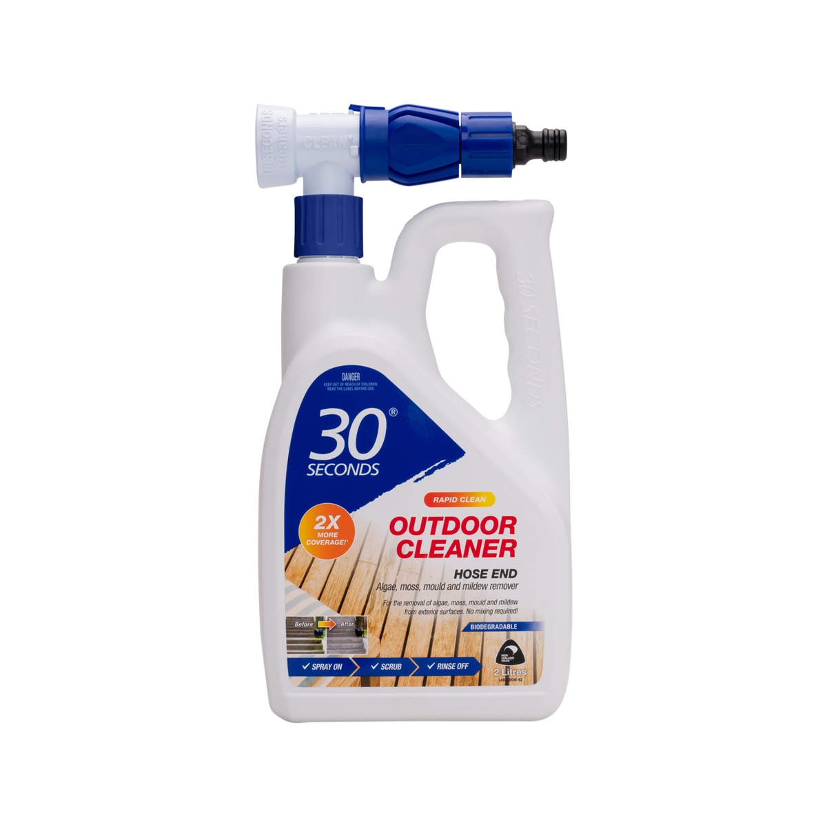 30 Seconds Outdoor Cleaner - 2L - Rapid Hose End Technology - Blue - SuperSaverAU - view 1