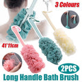 2PCS Long Handle Bath Brush Soft Mesh Sponge Back Scrubber – Blue - view 2