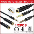 3.5 mm Audio Mic Splitter Cable - 1 Female Jack to 2 Male Plugs, Black - view 2