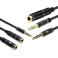 3.5 mm Audio Mic Splitter Cable - 1 Female Jack to 2 Male Plugs, Black - view 3