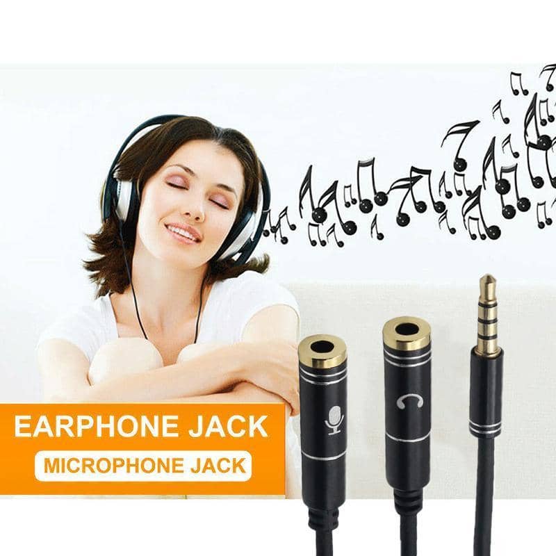3.5 mm Audio Mic Splitter Cable - 1 Female Jack to 2 Male Plugs, Black - view 5