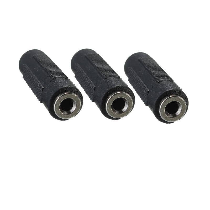 3.5mm Aux Female to Female Stereo Audio Adapter - Pack of 3, Black