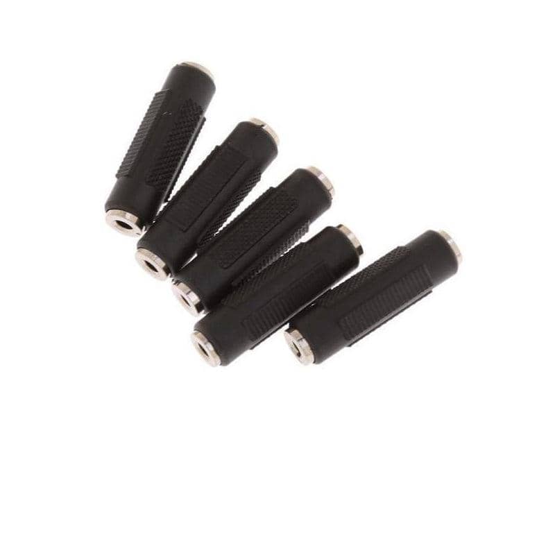 3.5mm Aux Female to Female Stereo Audio Adapter - Pack of 5, Black