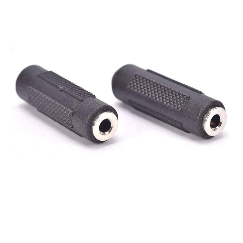 3.5mm Aux Female to Female Stereo Audio Extension Adapter, Black - Pack of 2